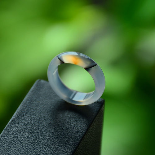 月光白天然奇石玉髓戒指带证书