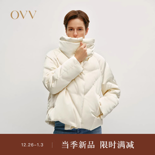 光泽感舒适休闲直筒短款 女装 羽绒服外套 新款 OVVOutlet秋冬热卖