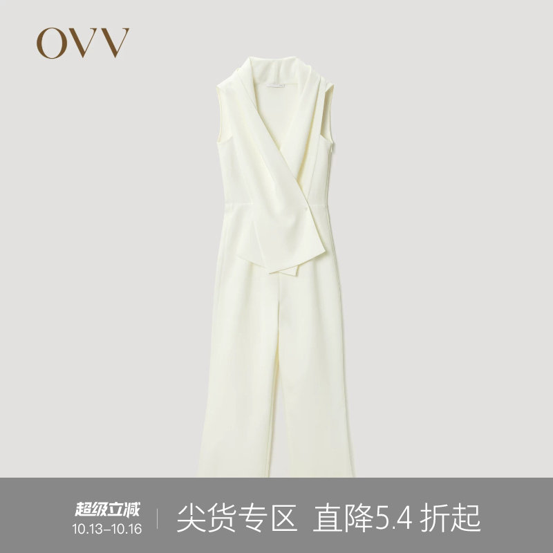 OVVOutlet 春夏热卖女装日本进口面料时尚交叉门襟优雅宽松连体裤