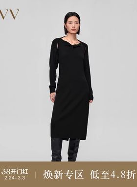 OVVOutlet秋冬新款女装针织无袖连衣裙配长袖针织开衫两件套