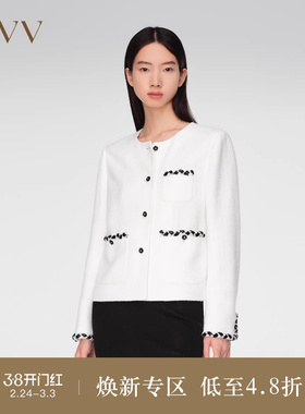 【经典粗花呢】OVV春夏热卖女装优雅山茶花纽扣夹克外套