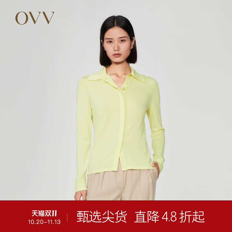 【可机洗黄金羊毛】OVV Outlet秋冬热卖女装暗门襟休闲长袖针织衫