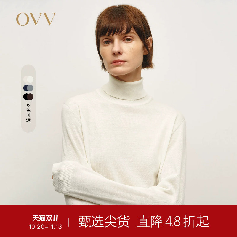 【可机洗羊毛】OVVOutlet24秋冬热卖女装多色宽松高领长袖针织衫