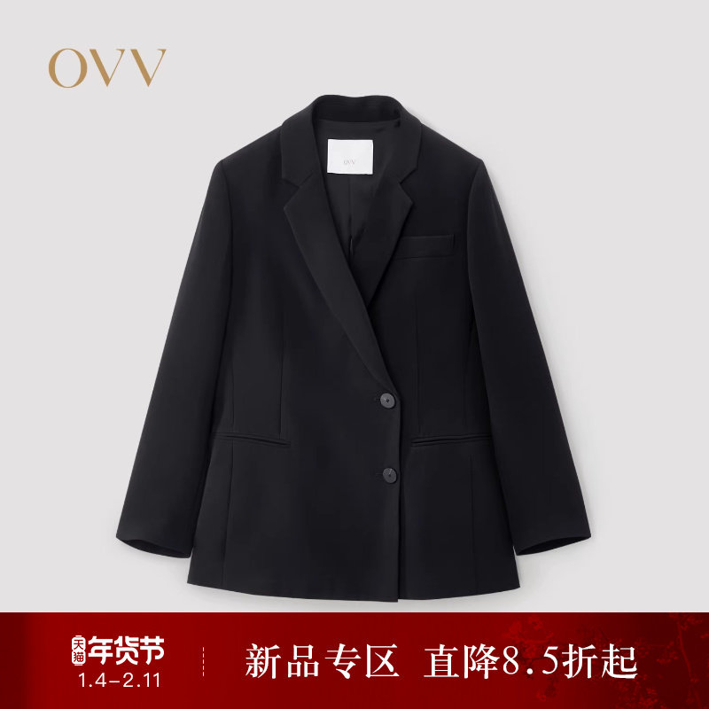 OVV2025秋冬新款女装平驳领经典微收腰醋酸休闲西服外套,女装/女士精品,西装,淘宝优惠券,粉丝福利购,淘宝优惠卷
