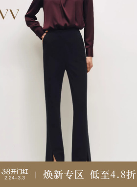 OVVOutlet秋冬热卖女装时髦大方开衩微喇叭裤休闲拖地长裤