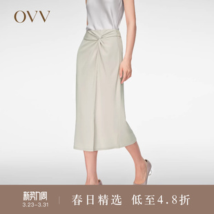 饰中长款 OVV春夏热卖 扭结装 时尚 休闲舒适半身裙 女装