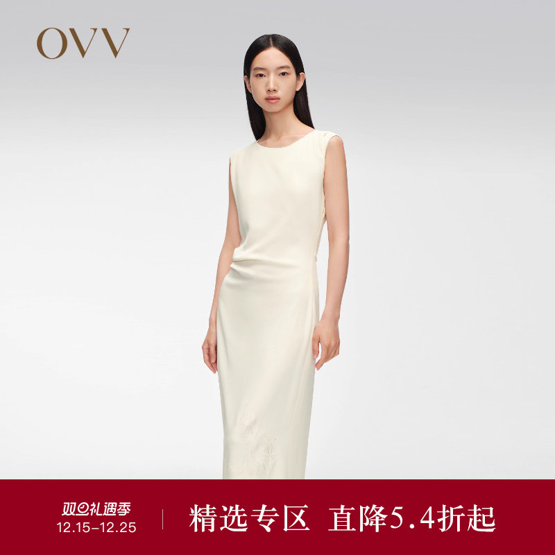 【艺术家联名系列】OVV春夏热卖女装一字领无袖连衣裙