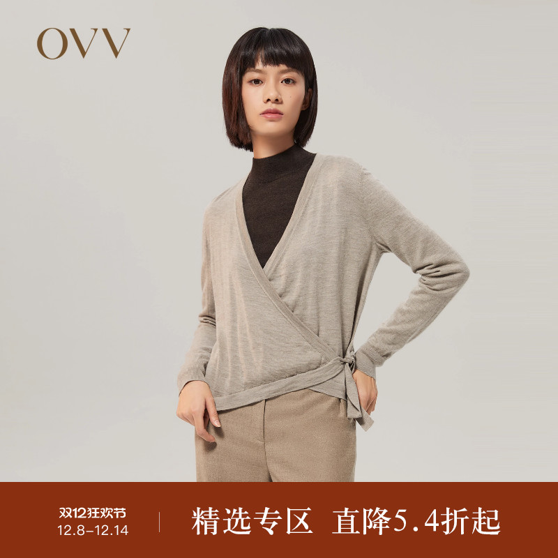 OVV长袖V领山羊绒秋冬针织衫