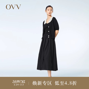 OVV春夏热卖女装泡泡袖可脱卸娃娃领复古感短袖针织休闲外套