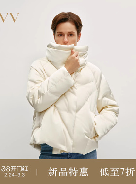 OVVOutlet秋冬热卖新款女装光泽感舒适休闲直筒短款羽绒服外套
