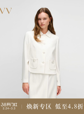 OVV2025春夏新款女装日本进口三醋酸翻领正装夹克休闲外套
