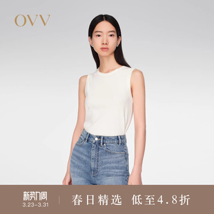 休闲背心T恤 基础圆领罗纹直筒无袖 OVV春夏热卖 女装
