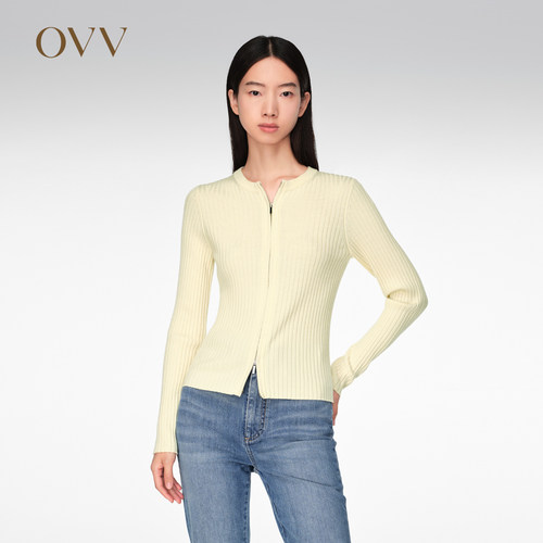 OVV羊毛拉链圆领可机洗针织外套