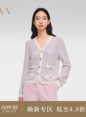 【经典粗花呢】OVV春夏热卖女装大气优雅V领针织开衫外套