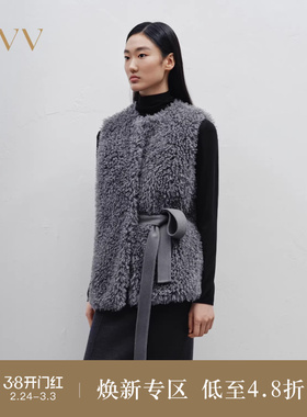 OVV秋冬热卖女装轻盈立体感系带复合环保背心易搭皮草