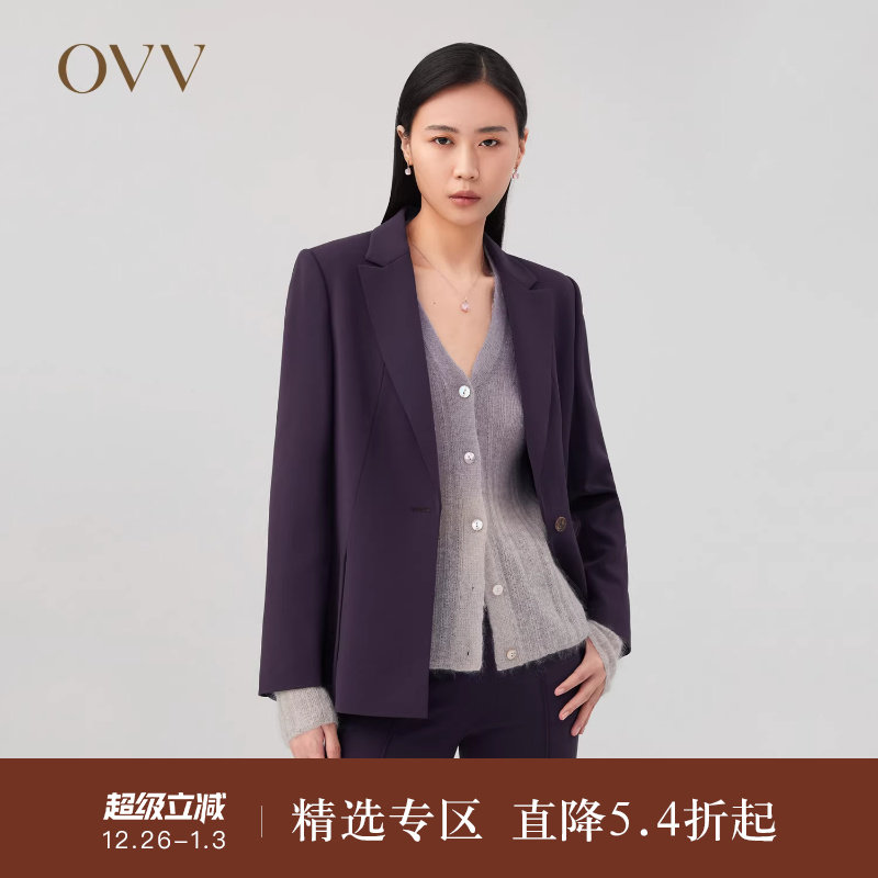 OVVOutlet秋冬热卖女装日本进口三醋酸分割开衩套装西服外套