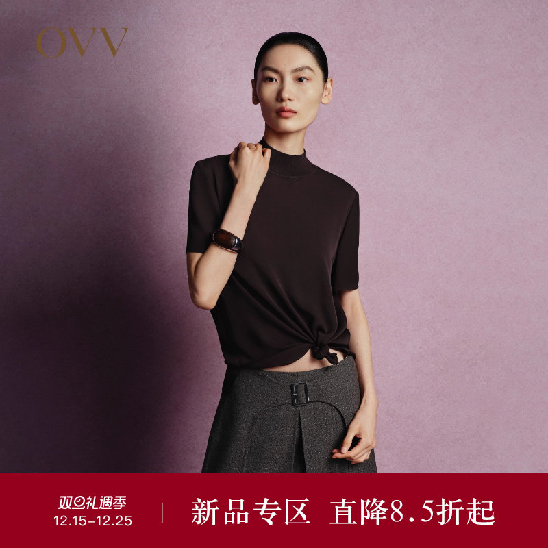 【重磅真丝】OVVOutlet秋冬热卖女装19MM双乔短袖半高领