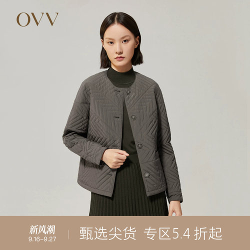 OVV圆领典雅花型扣棉服