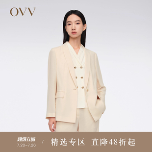 一粒扣戗驳领休闲通勤西服外套 经典 OVV2024春夏新款 女装