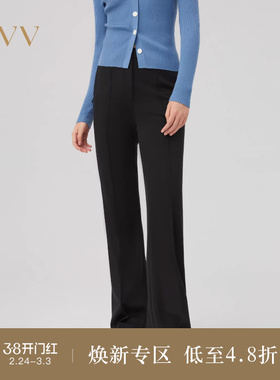 OVV秋冬热卖女装针织羊毛拉链装饰基础易搭微喇休闲长裤