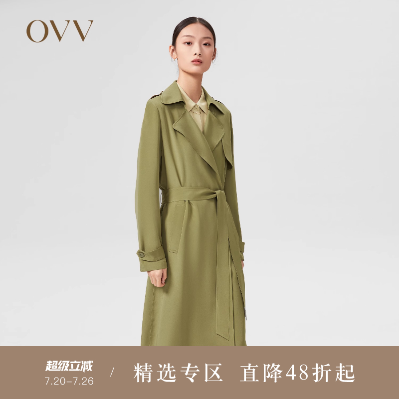 OVVOutlet【重磅真丝】春夏热卖女22MM弹力重绉通勤风衣