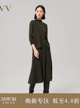 【可机洗黄金羊毛】OVV Outlet秋冬女装简约七分袖针织羊毛开衫