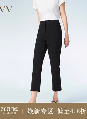 OVV Outlet春夏热卖女装高弹舒适爽滑亲肤一字袋黑色休闲小脚裤