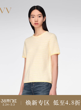 OVV春夏热卖女装基础圆领撞色立体趣味短袖针织衫