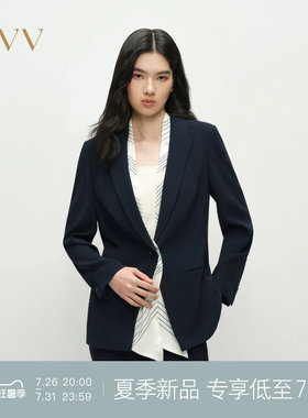 OVV2025春夏新款女装弹力针织醋酸面料可拆卸丝带西服外套