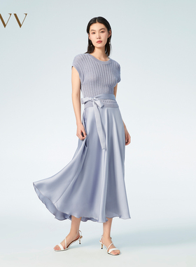 OVVOutlet春夏热卖女装针梭镶拼舒适休闲法式针织连衣裙