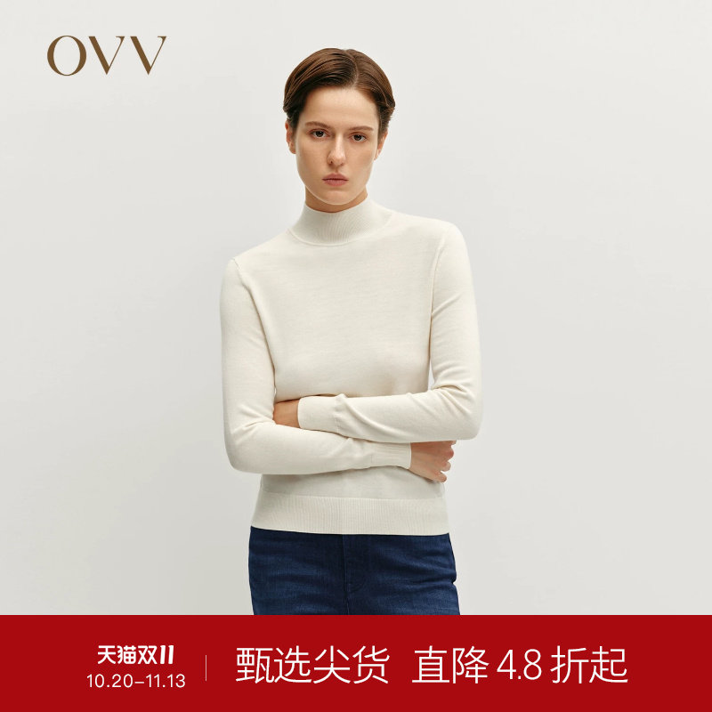 【黄金羊毛】OVVOutlet秋冬热卖热卖女装半高领可机洗长袖针织衫