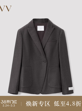 OVVOutlet秋冬女装意大利进口羊毛面料收腰通勤套装西服外套