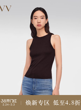 OVVOutlet春夏热卖女装基础易搭运动修身休闲真丝无袖背心