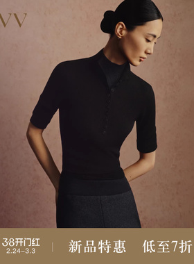 【18针系列】OVVOutlet秋冬热卖女装丝棉半高领中袖针织衫