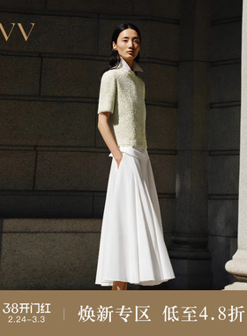 【SOLOTEX微风系列】OVV春夏热卖女装小白裙A字裙摆半身裙