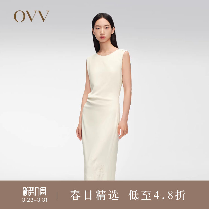 【艺术家联名系列】OVV春夏热卖女装一字领无袖连衣裙