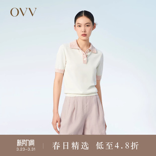 针织衫 OVV春夏热卖 休闲短袖 丝棉混纺精致POLO领时尚 女装