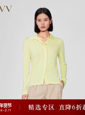 【可机洗黄金羊毛】OVV Outlet秋冬新款女装暗门襟休闲长袖针织衫