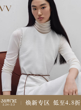 【经典粗花呢】OVVOutlet秋冬新款女装优雅流苏圆领背心连衣裙