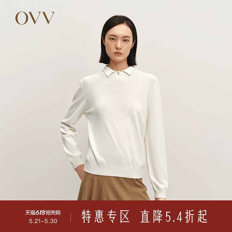 OVVOutlet秋冬热卖新款女装蓬松舒适经典POLO领长袖休闲