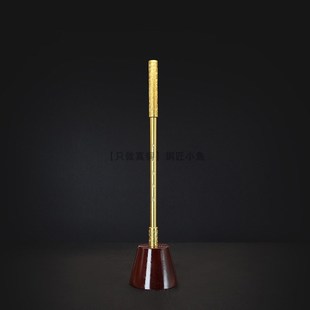 35cm纯铜金箍棒摆件带底座如意金箍棒黄铜定海神针手把件金属棍子