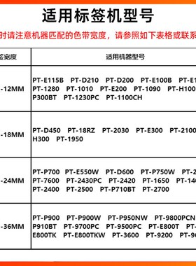 适用兄弟标签机色带36mm PT-P900 900W 950NW E800TK E850TKW