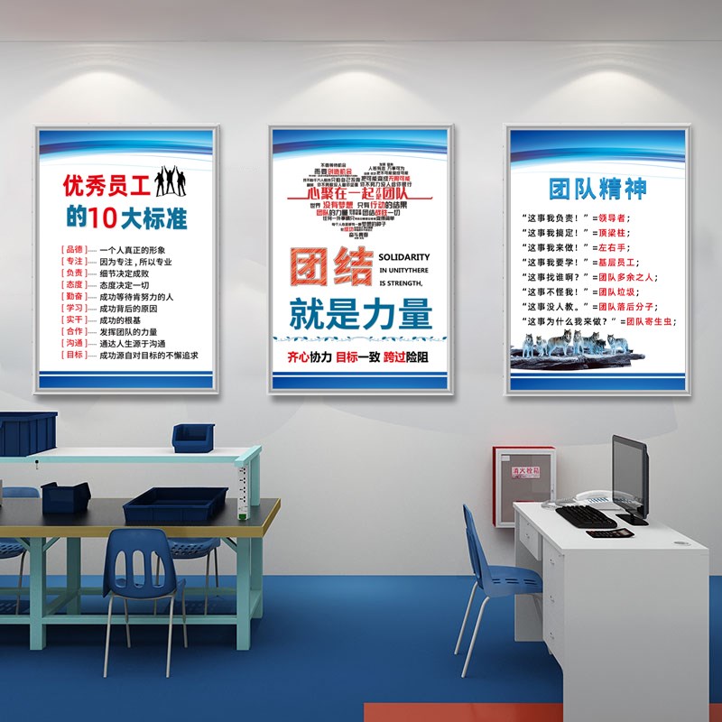 公司企业文化墙办公室装饰画员工激励G志车间安全管理制度工作墙