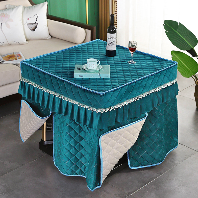 冬季热卖c双面加绒欧式烤火罩电炉罩套正方形电暖桌罩炉套电火桌