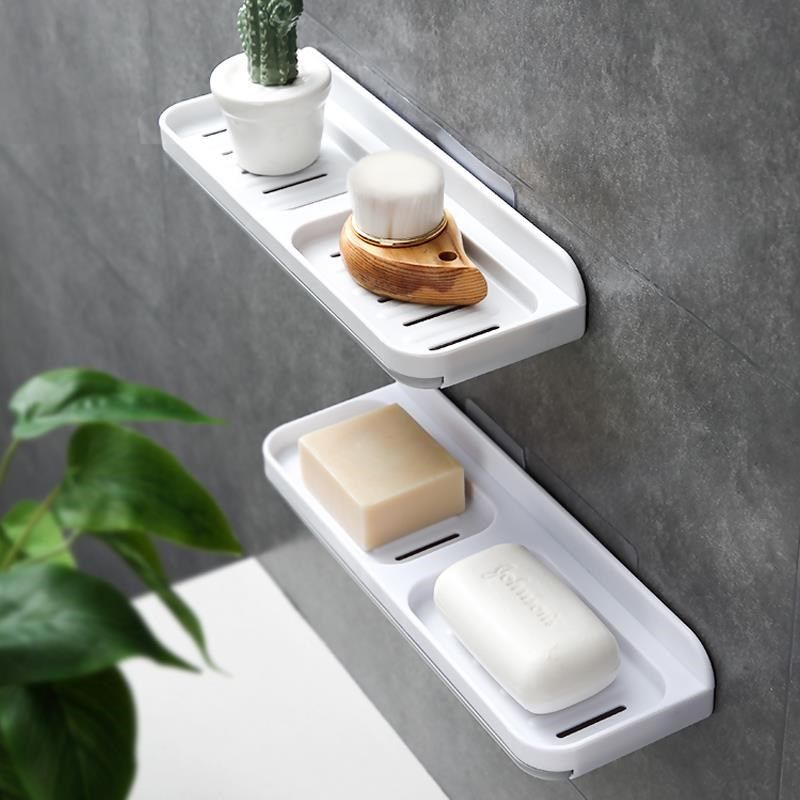沥水肥皂盒壁挂香皂架家用塑料创意卫生间双层皂托免打孔肥皂架子