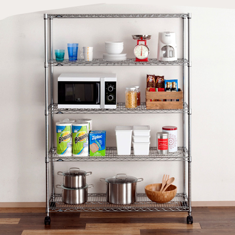新款五层150cm卧o室杂物架子移动厨房落地微波炉厨具收纳架置物子