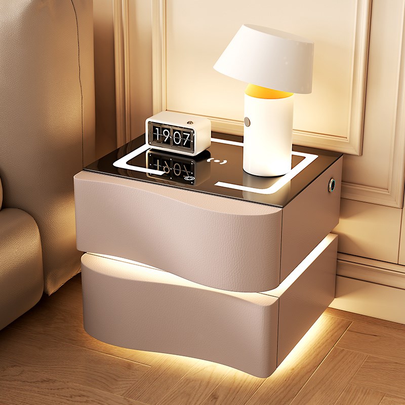 智能床头柜创意j家用简约现代多功能卧室无线充电轻奢高级感带灯