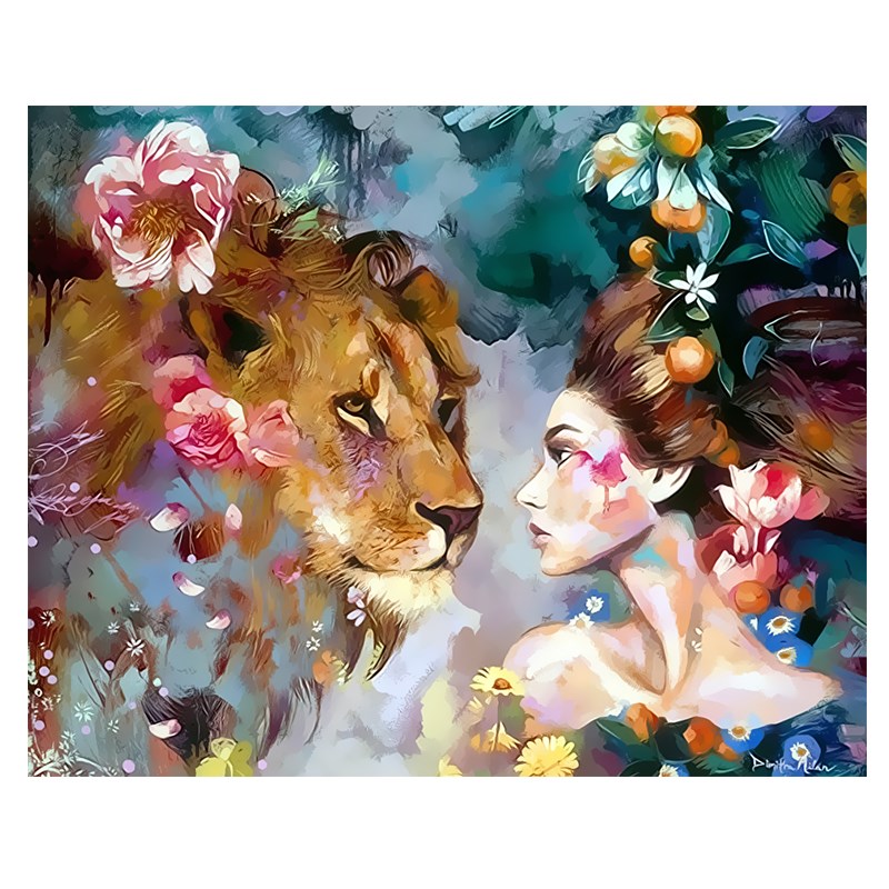 diy数字油画手绘m人物浪漫治愈解压填充花瓣美女简单客厅装饰摆件