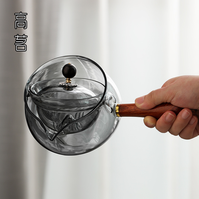 侧把茶壶玻璃耐高温家用泡茶旋转B逍遥壶小青柑专用冲泡器功夫茶