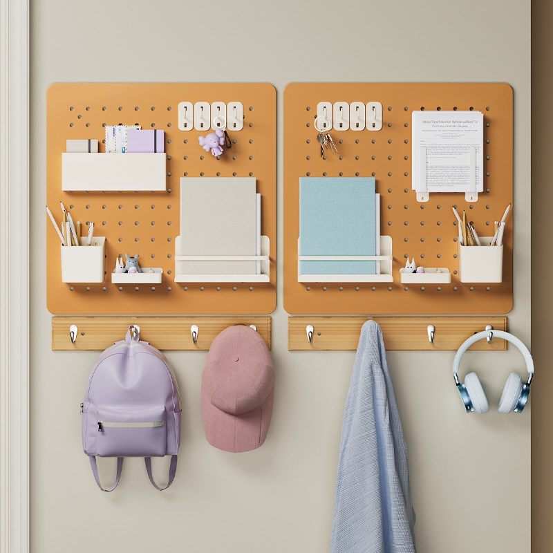 墙上免打孔e洞洞板学习桌儿童房桌上金属搁板收纳展示架磁吸置物